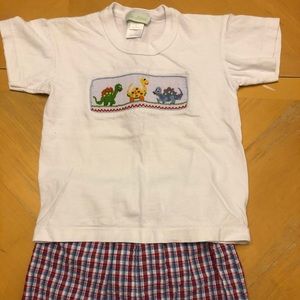 Dino Smocked short set 2t